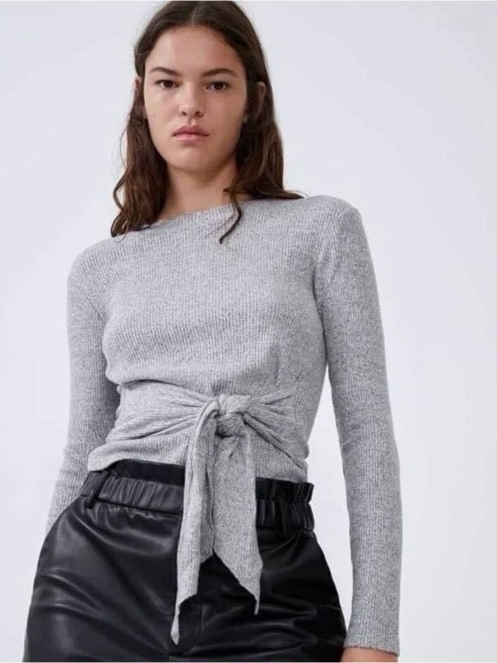 Zara Heather Gray Ribbed Knit Sweater - Picture 3 of 4